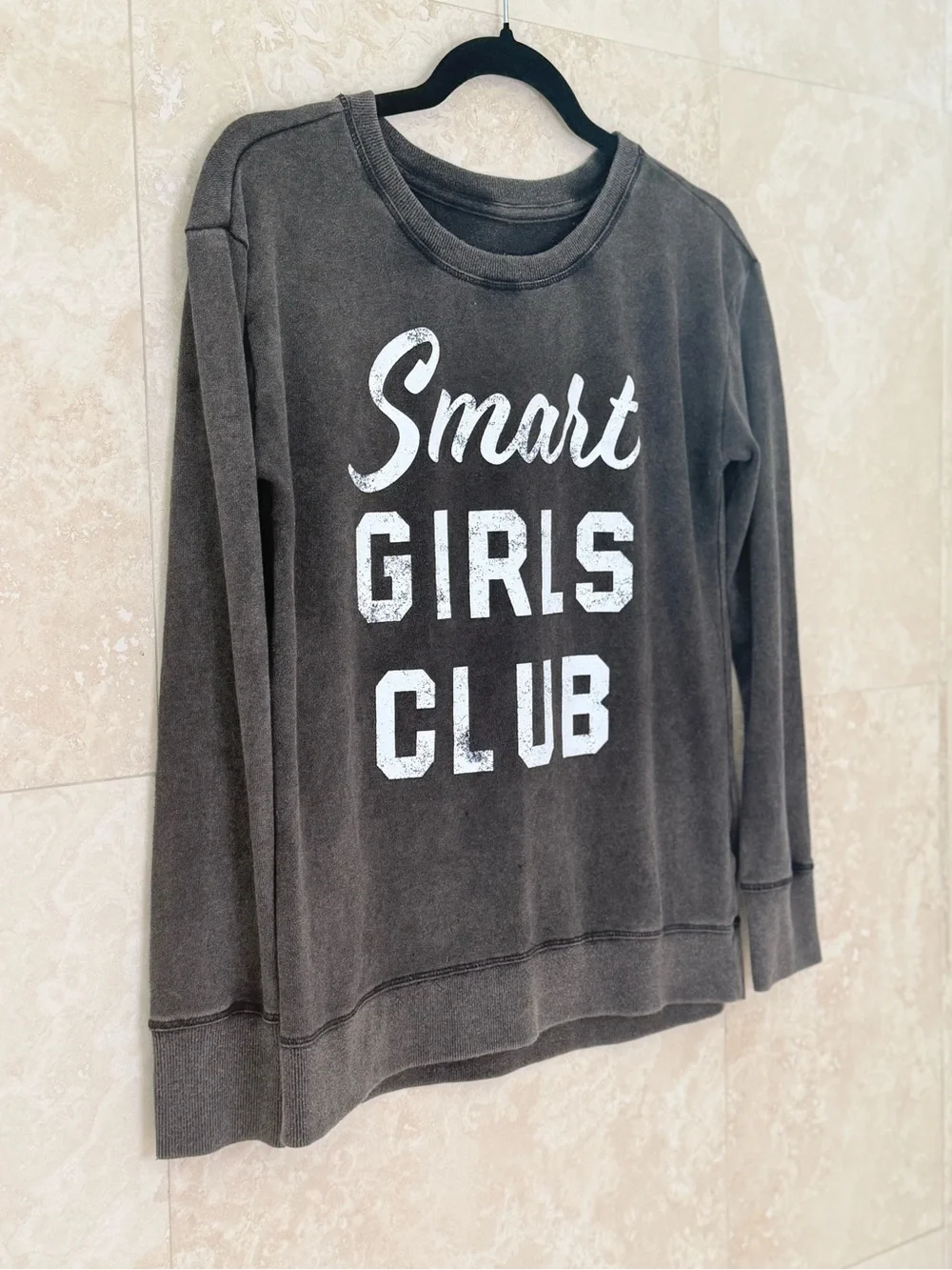 Justice Smart Girls Club Black Cropped Sweatshirt Pullover Size 14/16 EUC